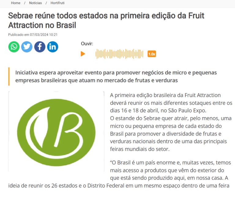 Sebrae reúne todos estados na primeira edição da Fruit Attraction no Brasil